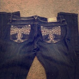 Leopard pocket skinny jeans
